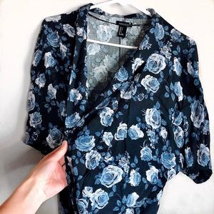 blue rose open blouse